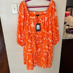 NWT Who What Wear Orange Design Flow Dress